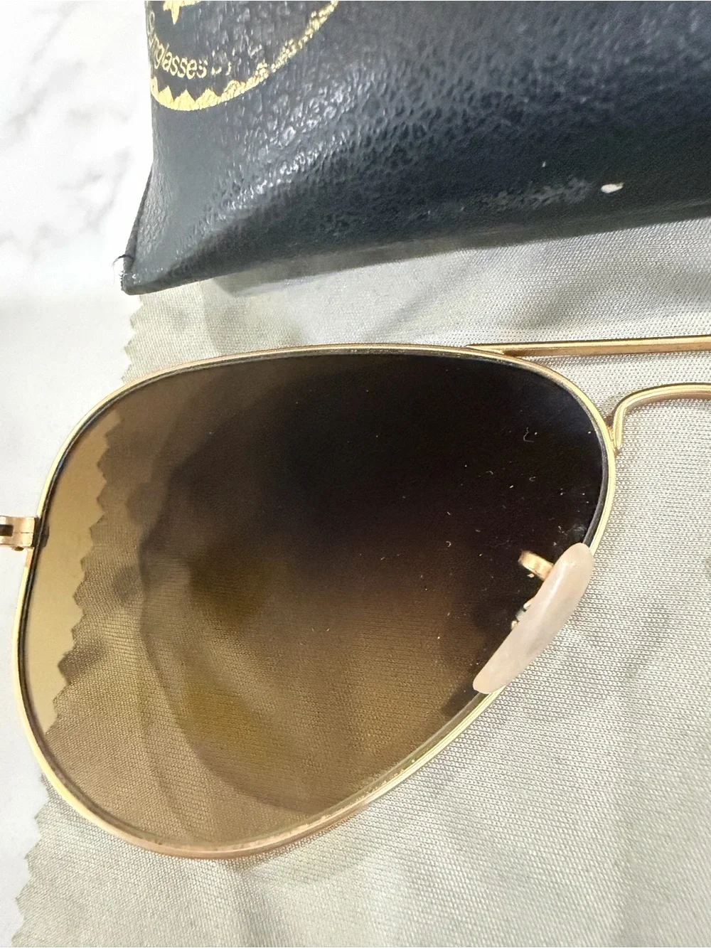 Ray-Ban Gold Frame Brown Lens Aviator Sunglasses